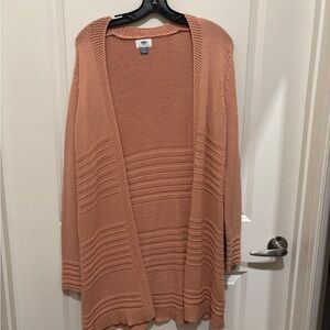 Open-Front Ribbed Cardigan Sweater - Dusty Peachy Rose